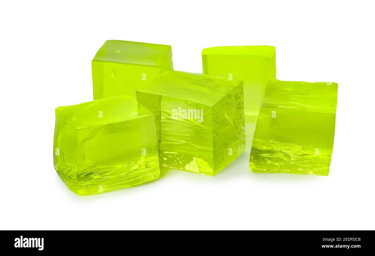Tasty jelly cubes on white background Stock Photo Alamy