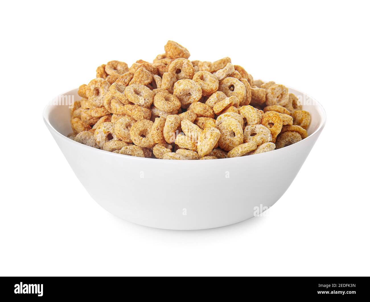 Tasty breakfast cereals in bowl on white background Stock Photo - Alamy