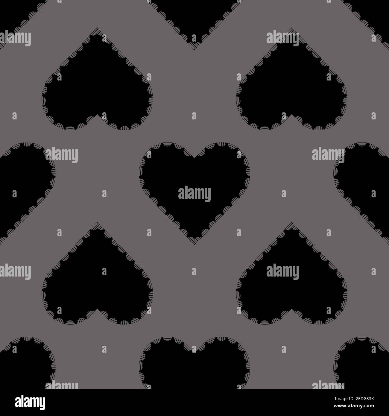 seamless valentine pattern background with black heart stamp Stock ...
