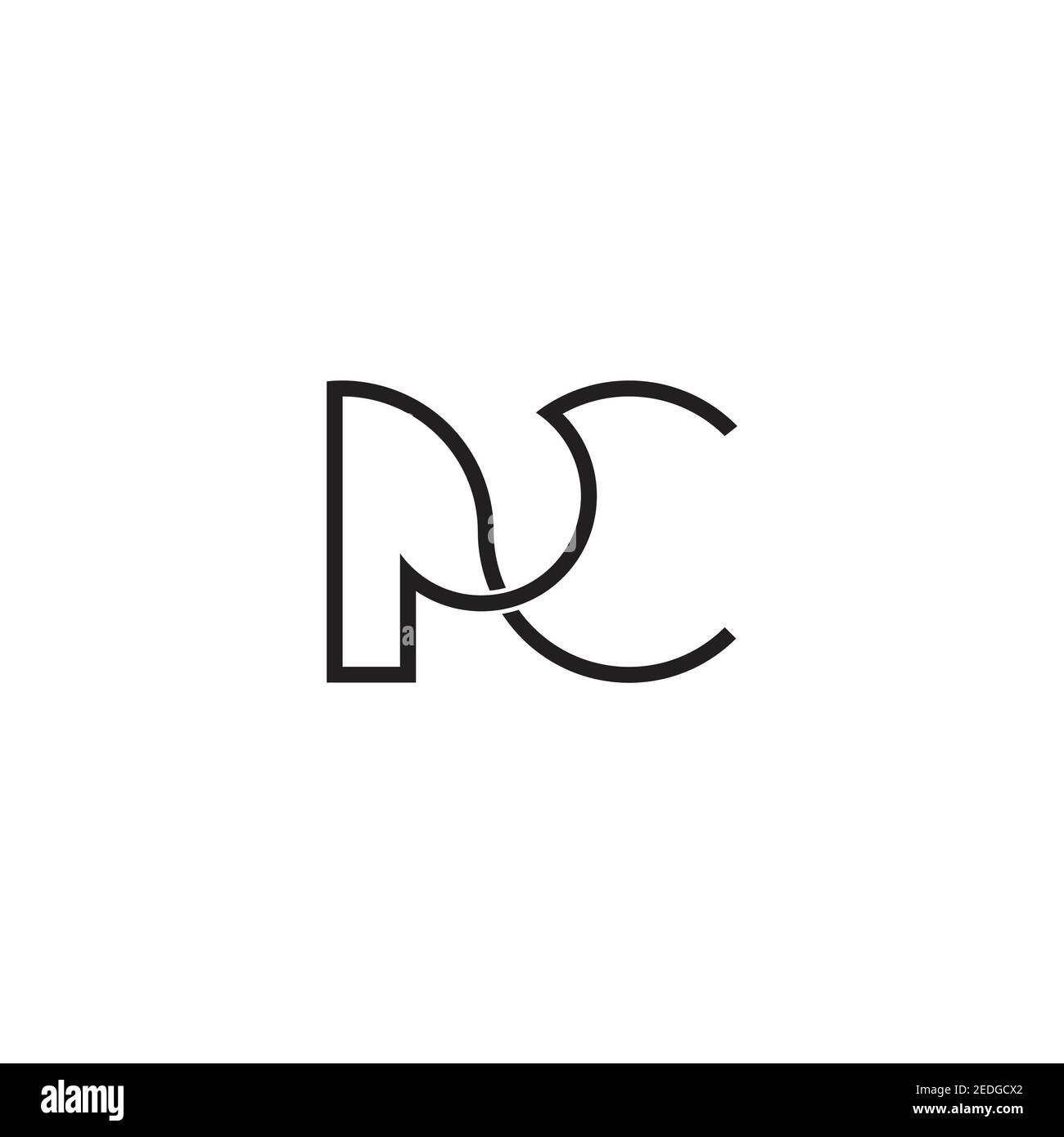 letter pc abstract overlapping line curve logo vector Stock Vector