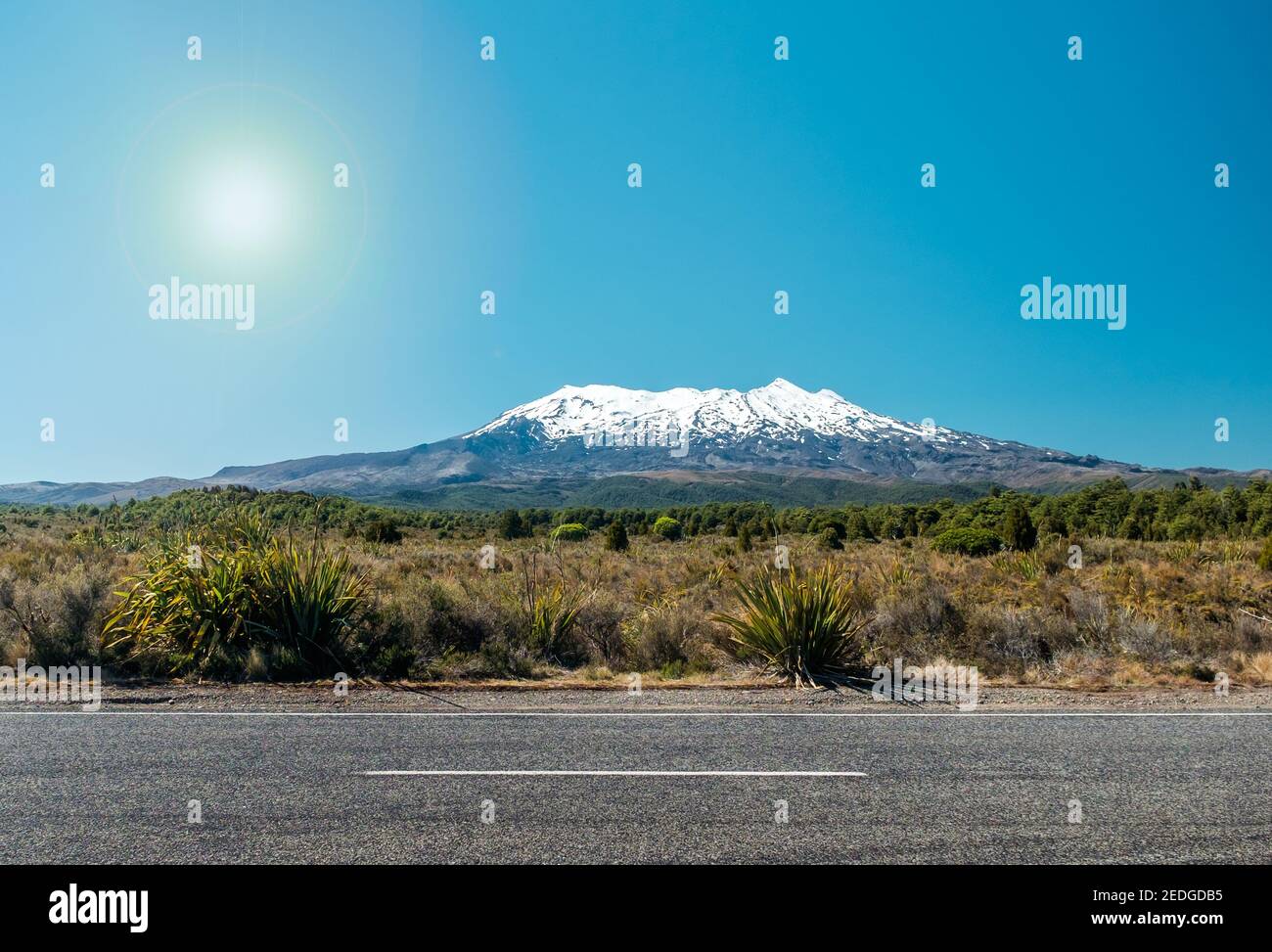 Sunligh on Mt Ruapehu in New Zealand. Stock Photo