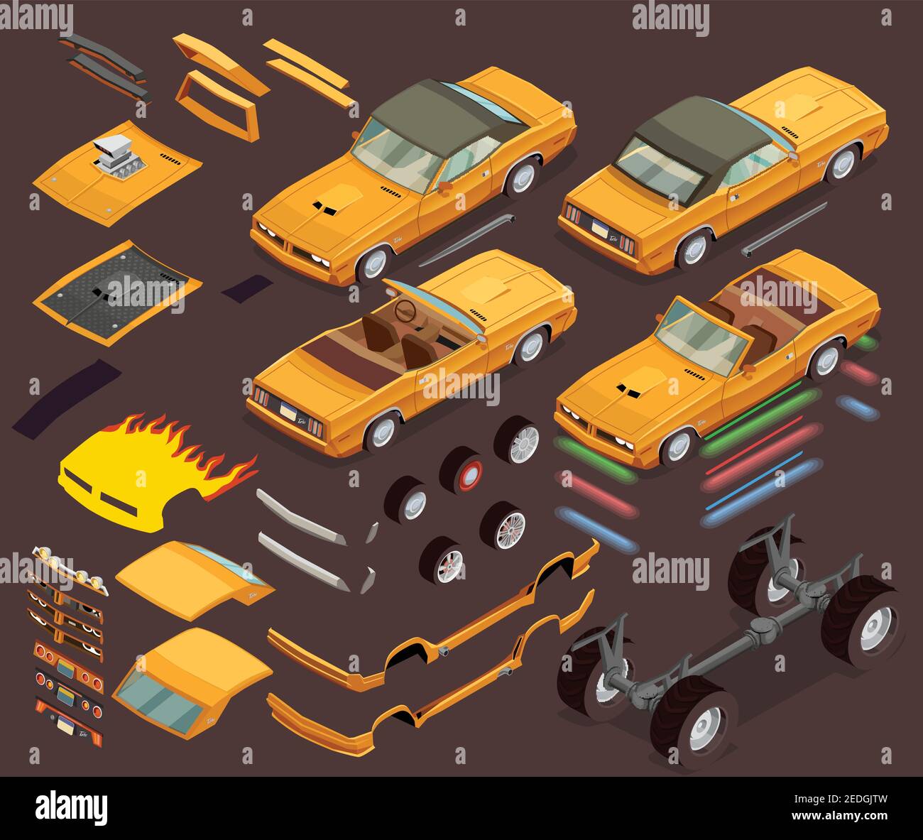 Performance car engine tuning styling parts equipment and accessories  isometric set garage and webshop advertisement vector illustration Stock  Vector Image & Art - Alamy