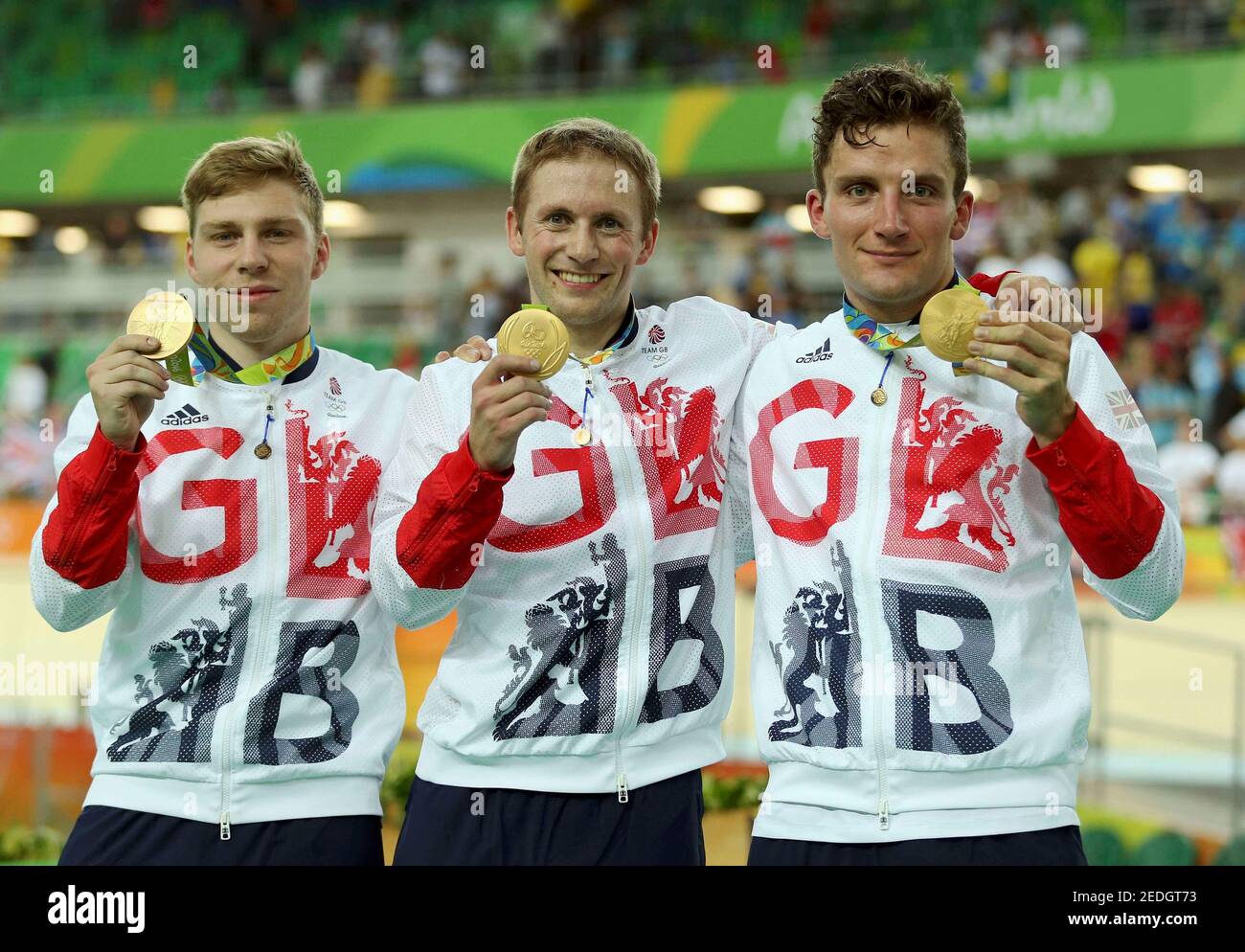 2016 Rio Olympics Cycling Track Victory Ceremony Men S Team Sprint Victory Ceremony Rio Olympic Velodrome Rio De Janeiro Brazil 11 08 2016 Philip Hindes Gbr Of Great Britain