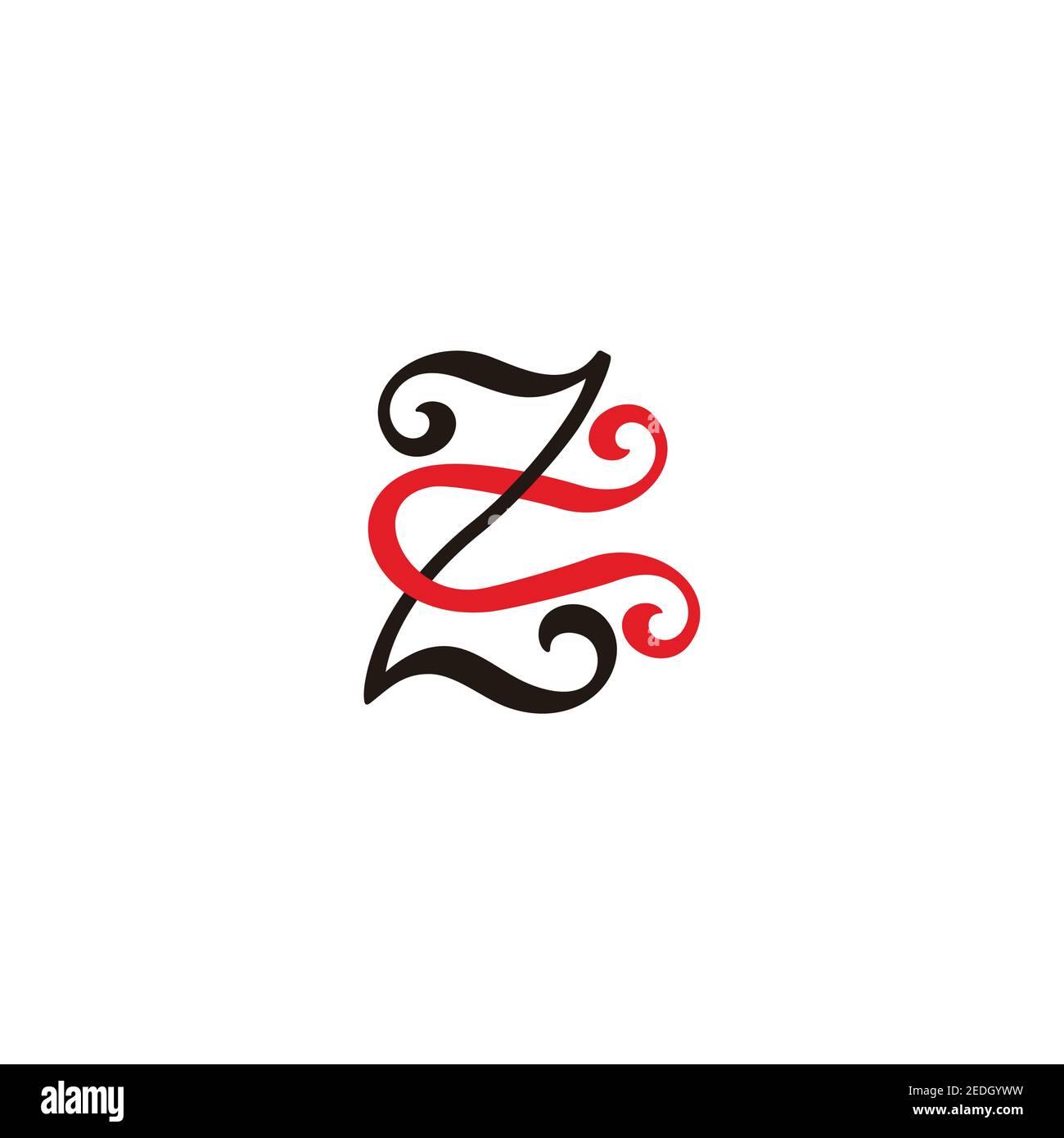 letter zc simple curves spiral linked colorful logo vector Stock Vector ...