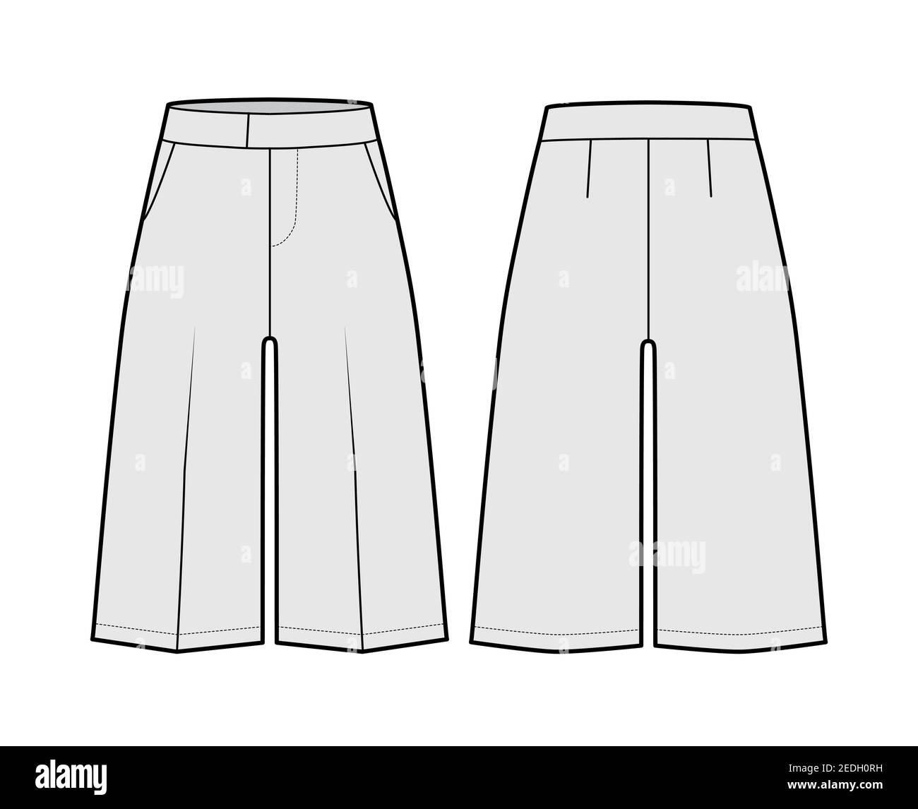 Short Bermuda dress pants technical fashion illustration with knee ...