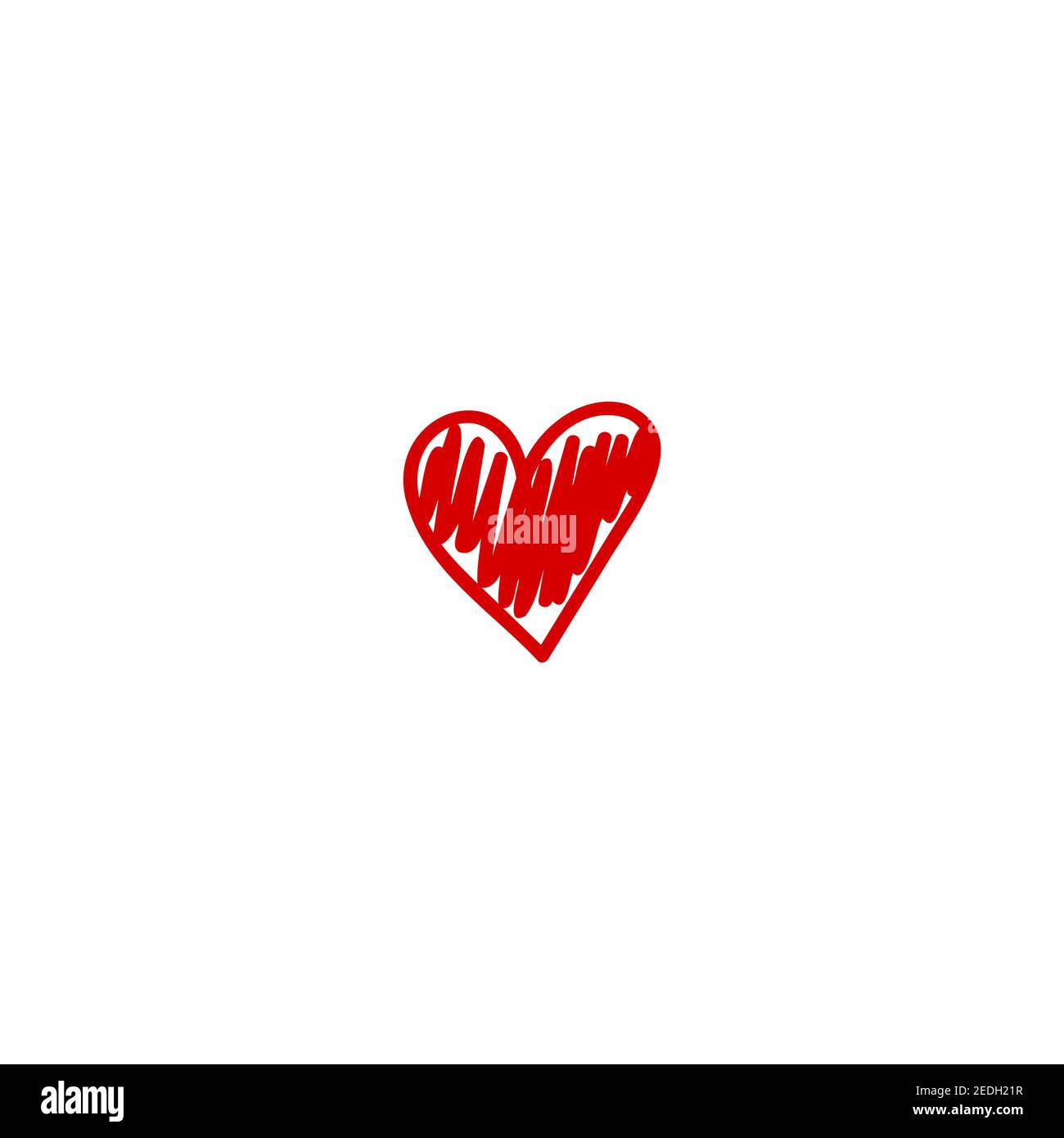 Red hand drawn heart shape vector isolated on white background Stock ...