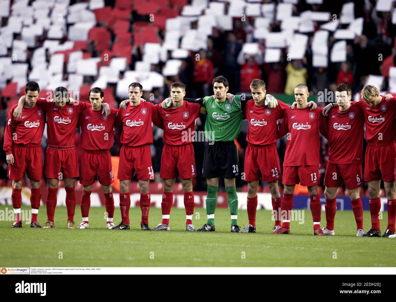 Football - Liverpool v Juventus - UEFA Champions League Quarter Final First  Leg - Anfield - 04/05 , 5/4/05 Liverpool players line up Mandatory Credit:  Action Images / Darren Walsh Stock Photo - Alamy