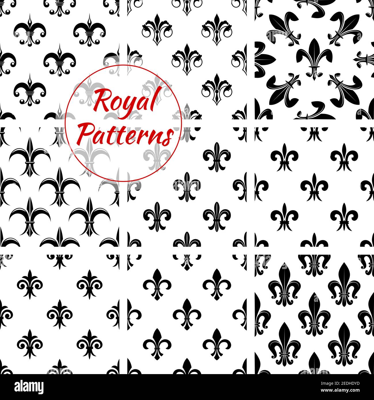 Fleurdelis pattern set of fleurdelys royal lily flower tracery