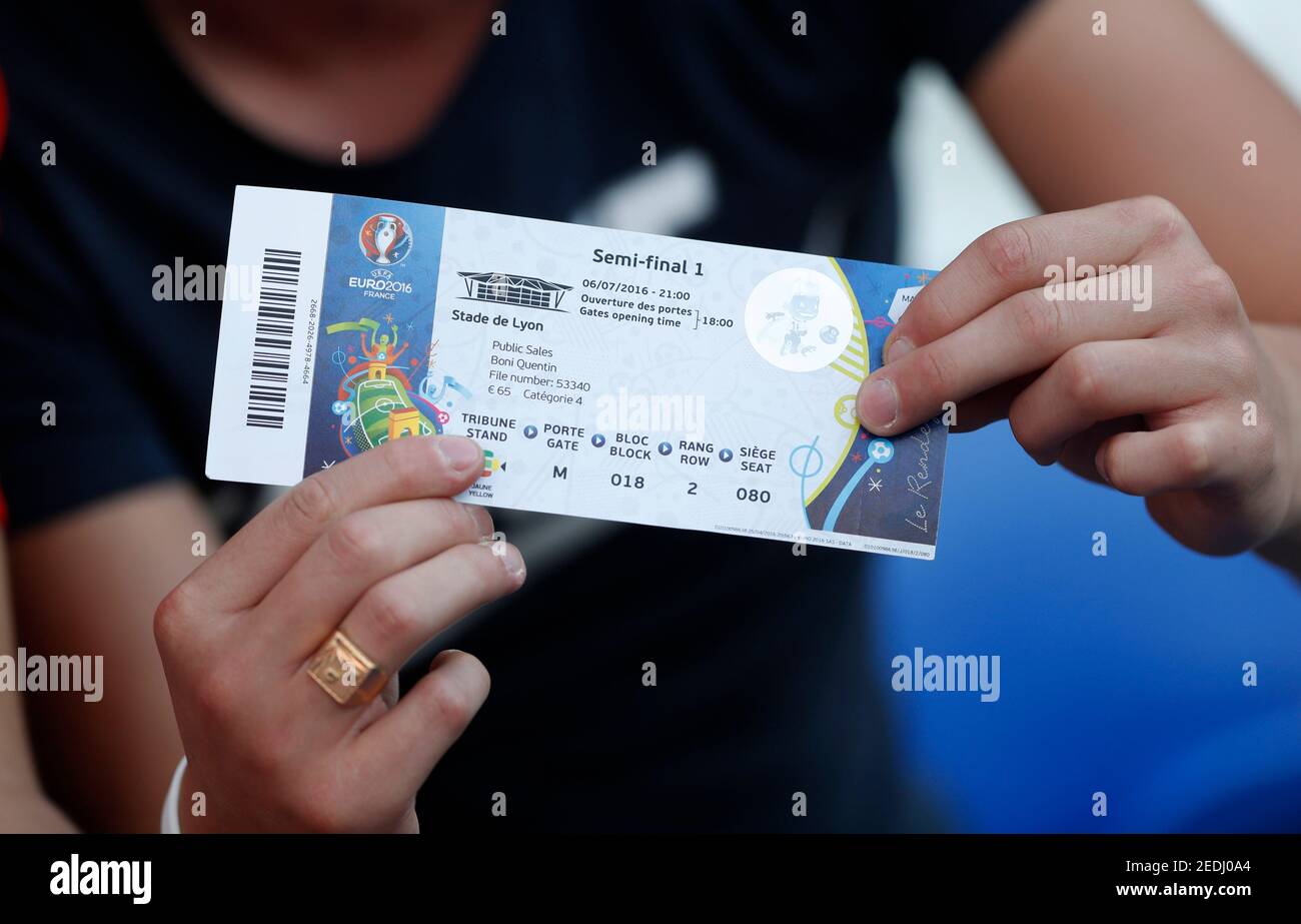 Football Soccer Portugal V Wales Euro 16 Semi Final Stade De Lyon Lyon France 6 7 16 General View Of A Matchday Ticket Before The Game Reuters Carl Recine Livepic Stock Photo Alamy