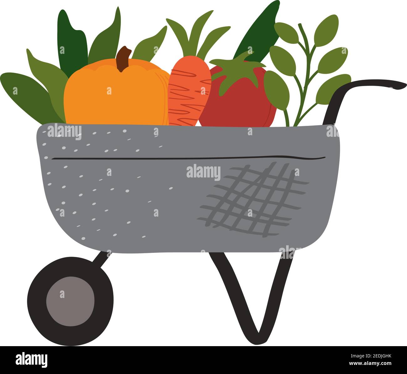 wheelbarrow farm tool with vegetables vector illustration design Stock Vector