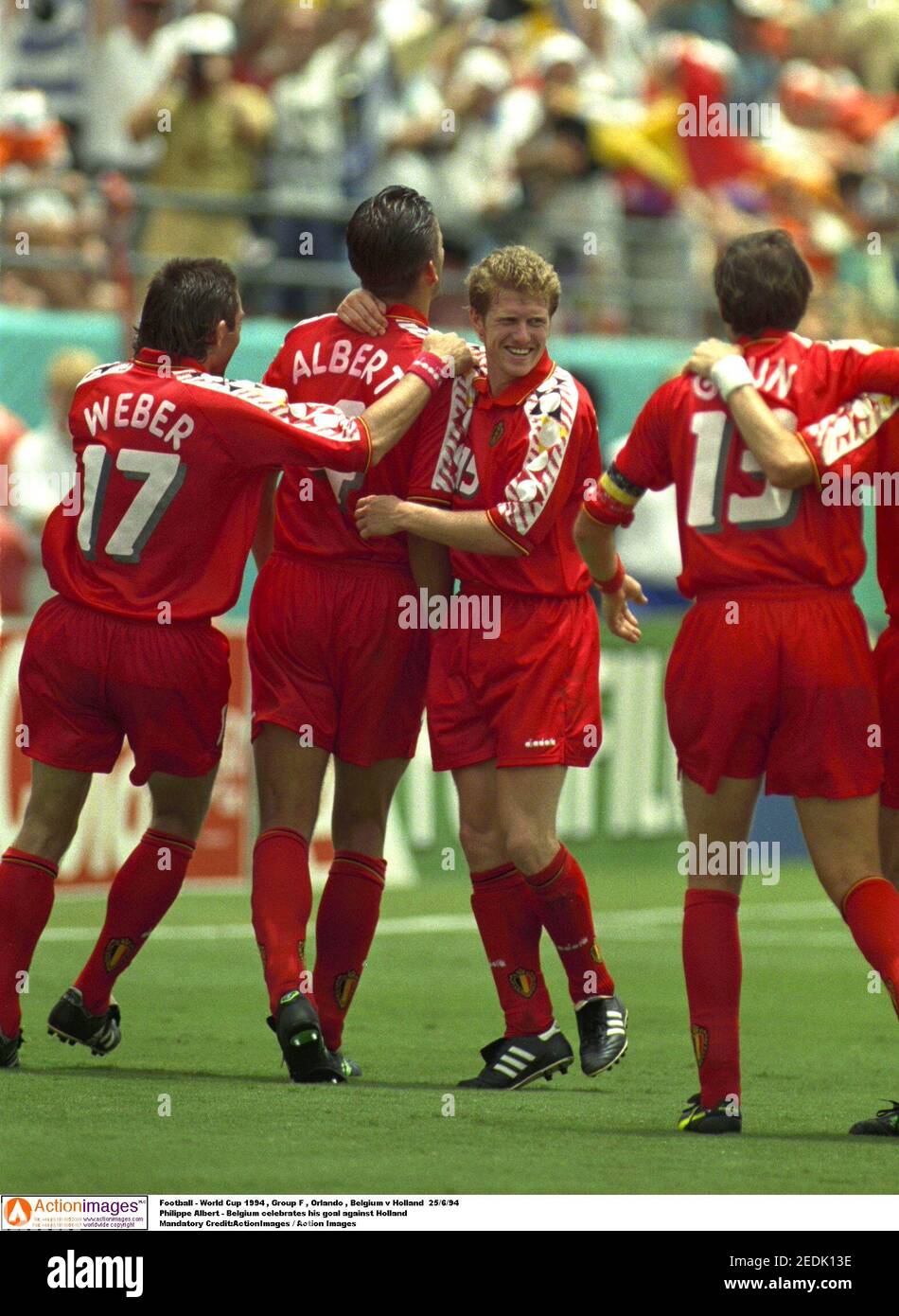 Football 1994 Fifa World Cup Group F Belgium V Holland Citrus Bowl Orlando 25 6 94 Philippe Albert Belgium Celebrates His Goal Against Holland Mandatory Credit Actionimages Action Images Stock Photo Alamy