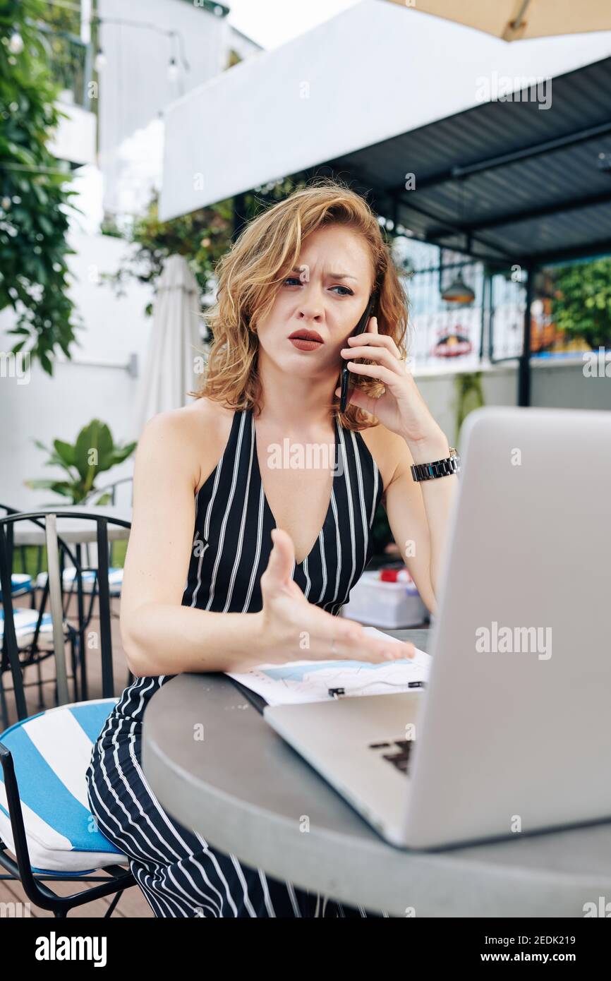 Entrepreneur unhappy with website design Stock Photo