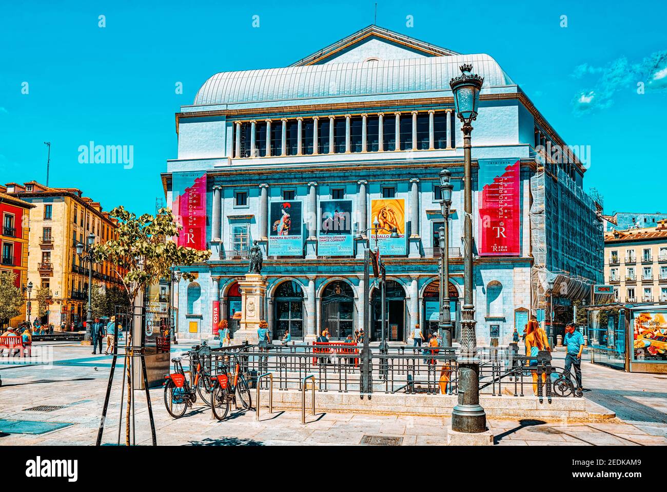 Madrid, Spain- June 06, 2017: Plaza de Isabel II with tourists and people. Madrid-capital of Spain and one of the most beautiful cities in the world. Stock Photo
