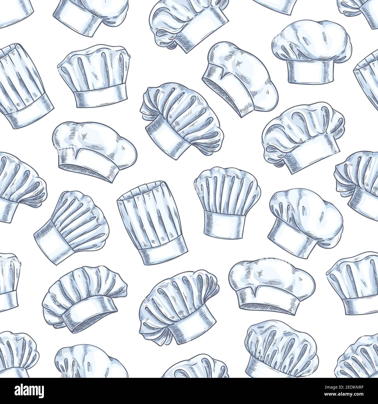 Chef toques seamless background. Wallpaper with vector pattern icons of
