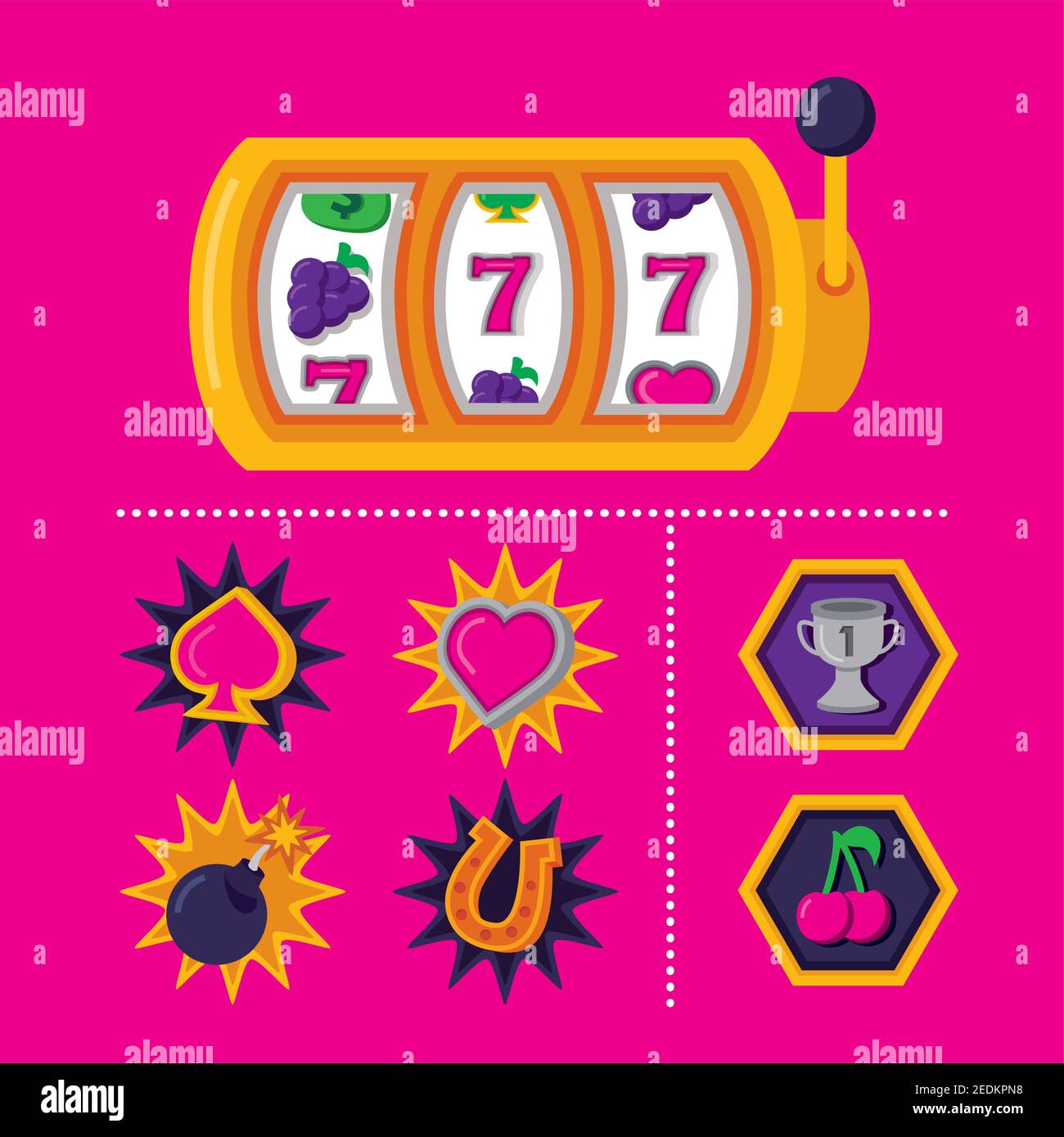 bundle of slots casino set icons vector illustration design Stock Vector