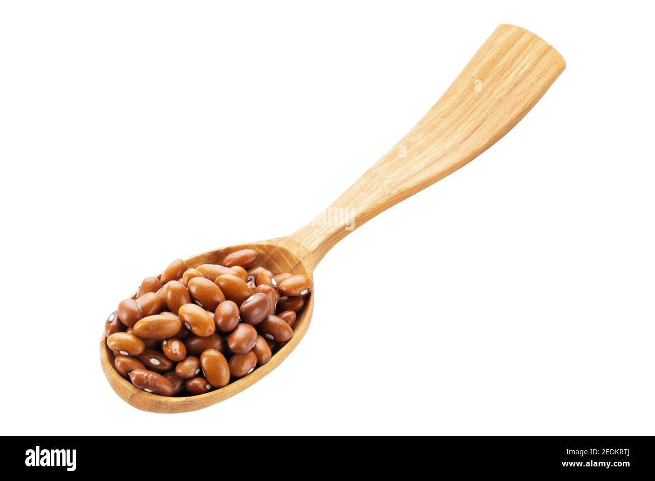 Dried orange beans in a wooden spoon isolated on a white background. Healthy food concept. File contains clipping path. Stock Photo