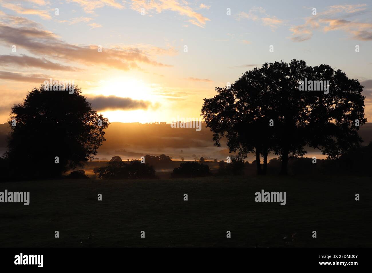 Sunrise over Blackdown Hills Yarcombe East Devon Stock Photo