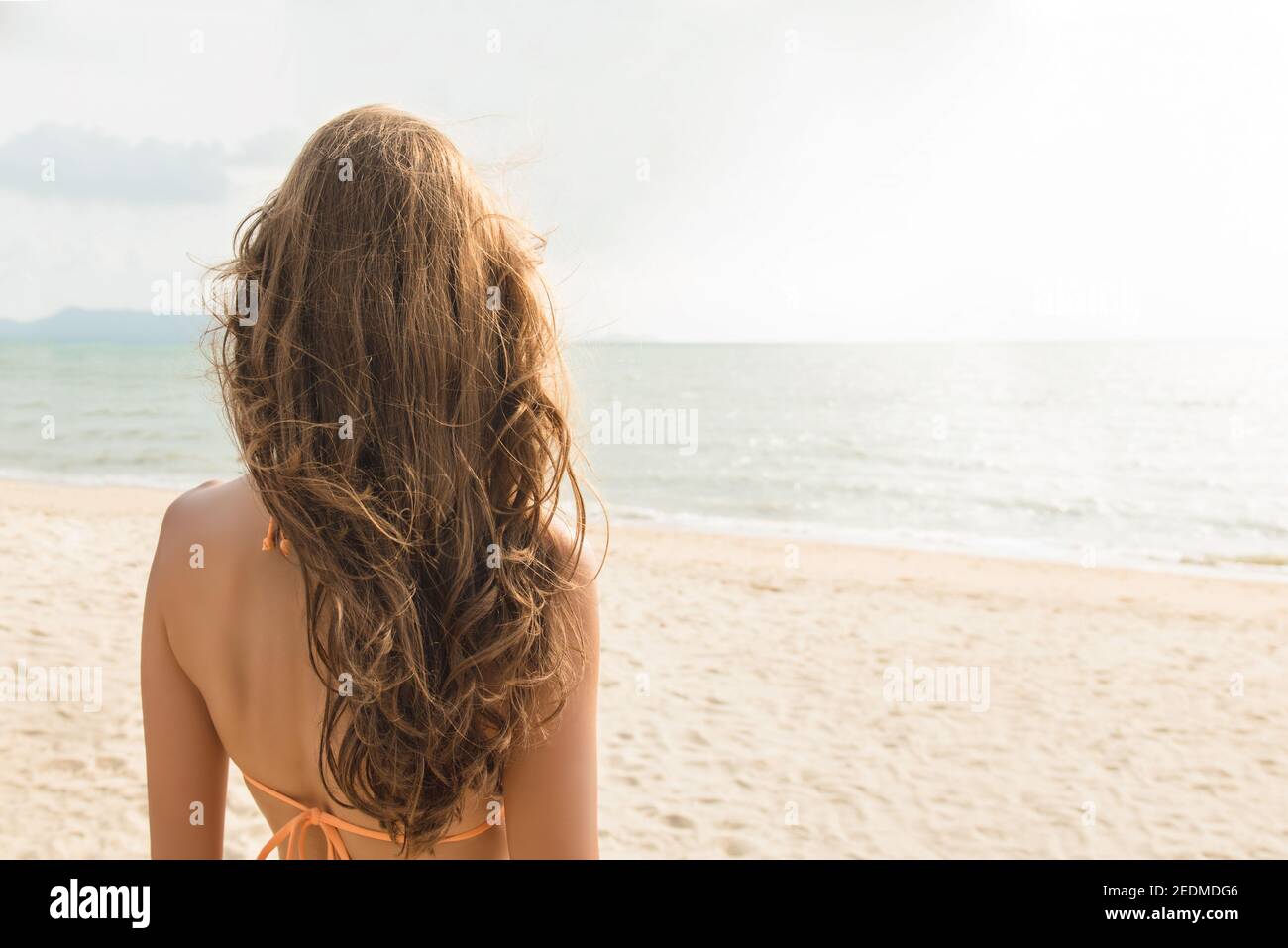 Woman back view holiday view hi-res stock photography and images - Alamy
