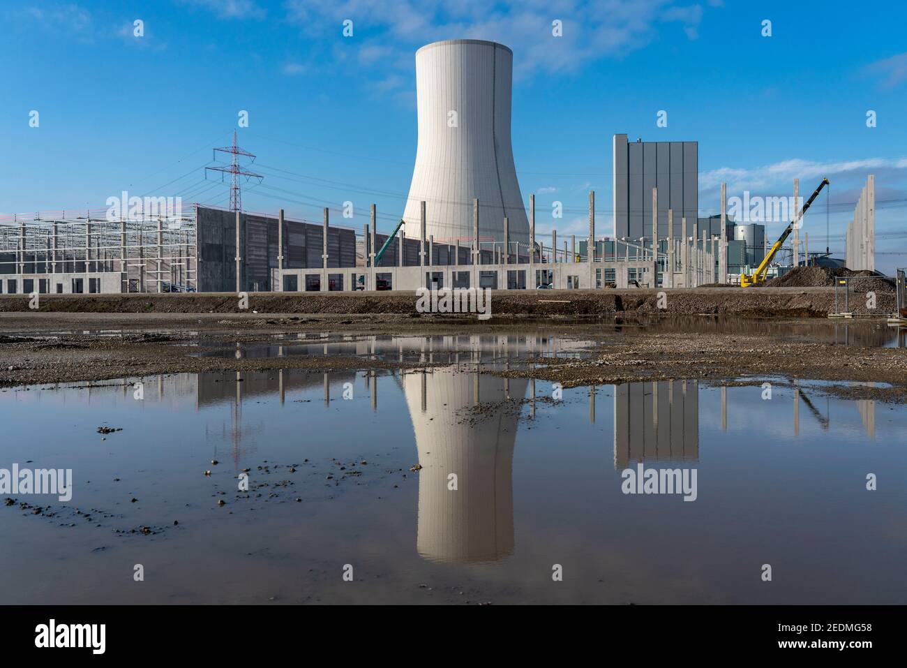 Construction site of the new logistics centre of the company DSV, transport and logistics service provider, more than 55000 square metres of storage s Stock Photo