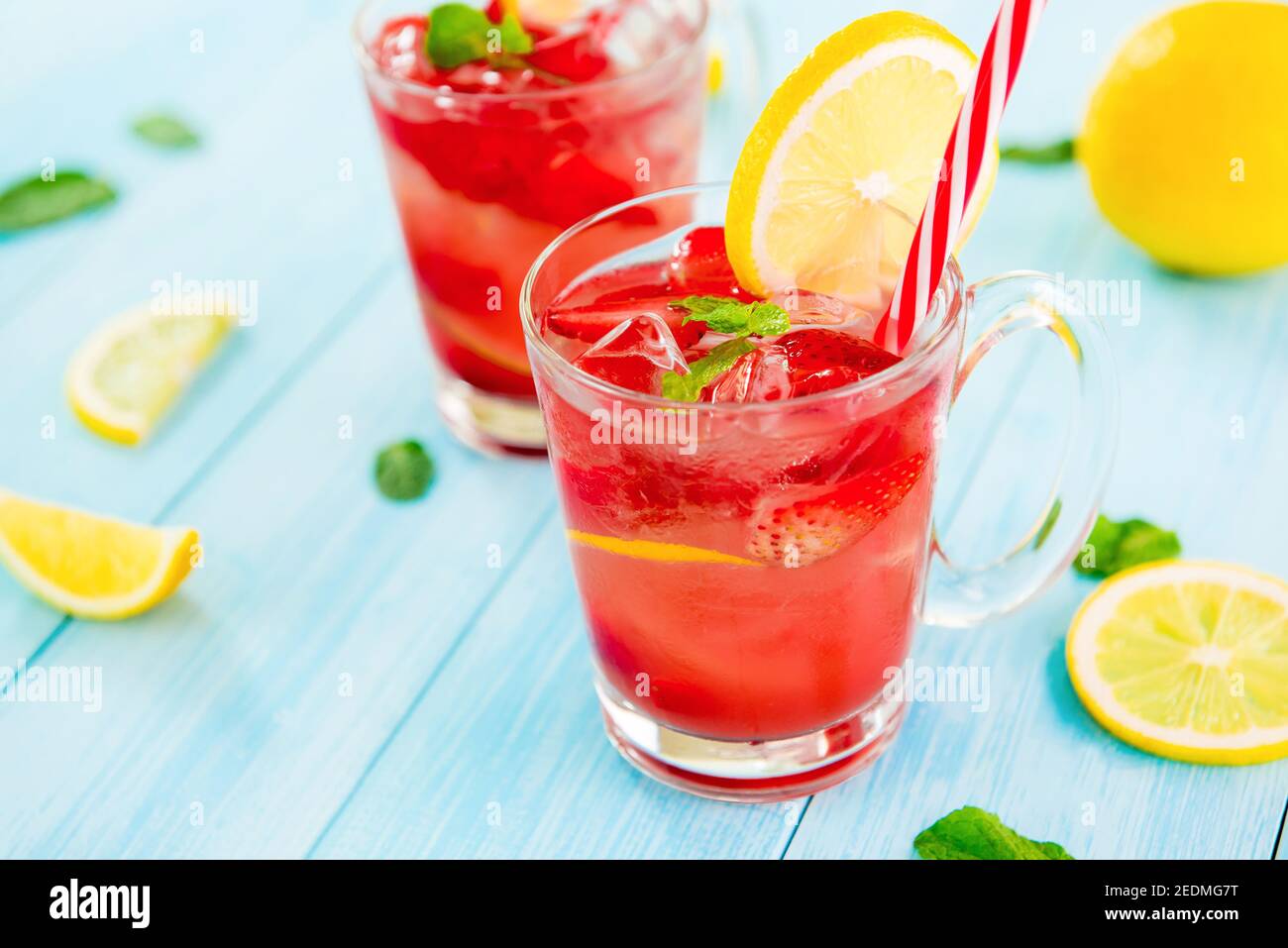 Colorful Refreshing Drinks For Summer Cold Sweet And Sour Strawberry