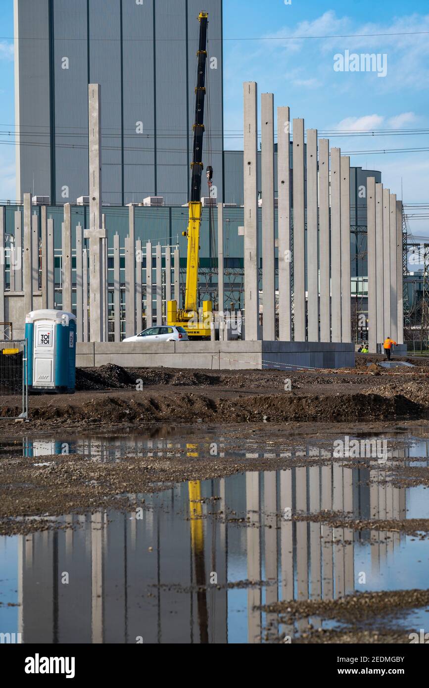Construction site of the new logistics centre of the company DSV, transport and logistics service provider, more than 55000 square metres of storage s Stock Photo