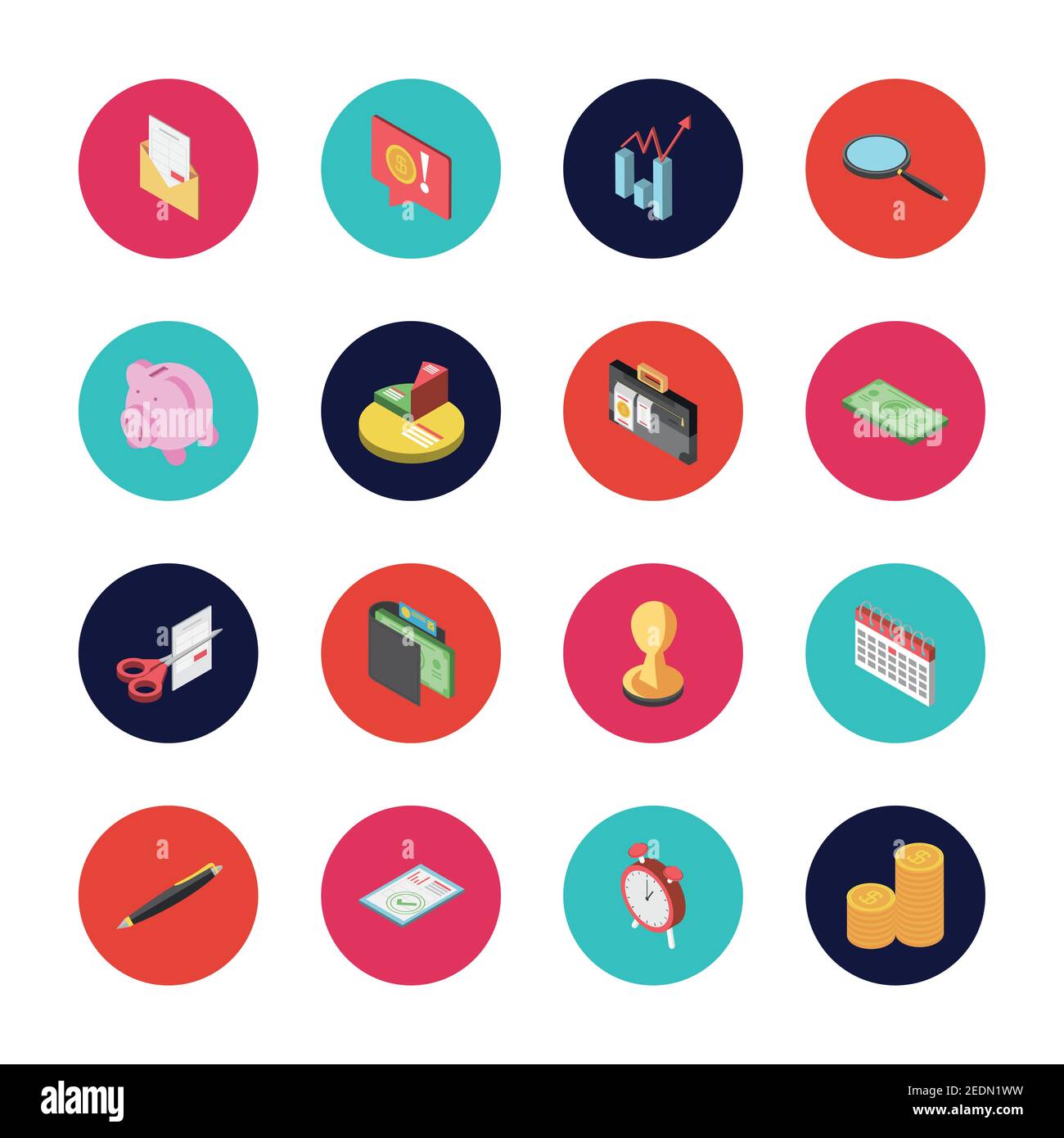 tax day envelope money chart wallet piggy bank icon set vector ...
