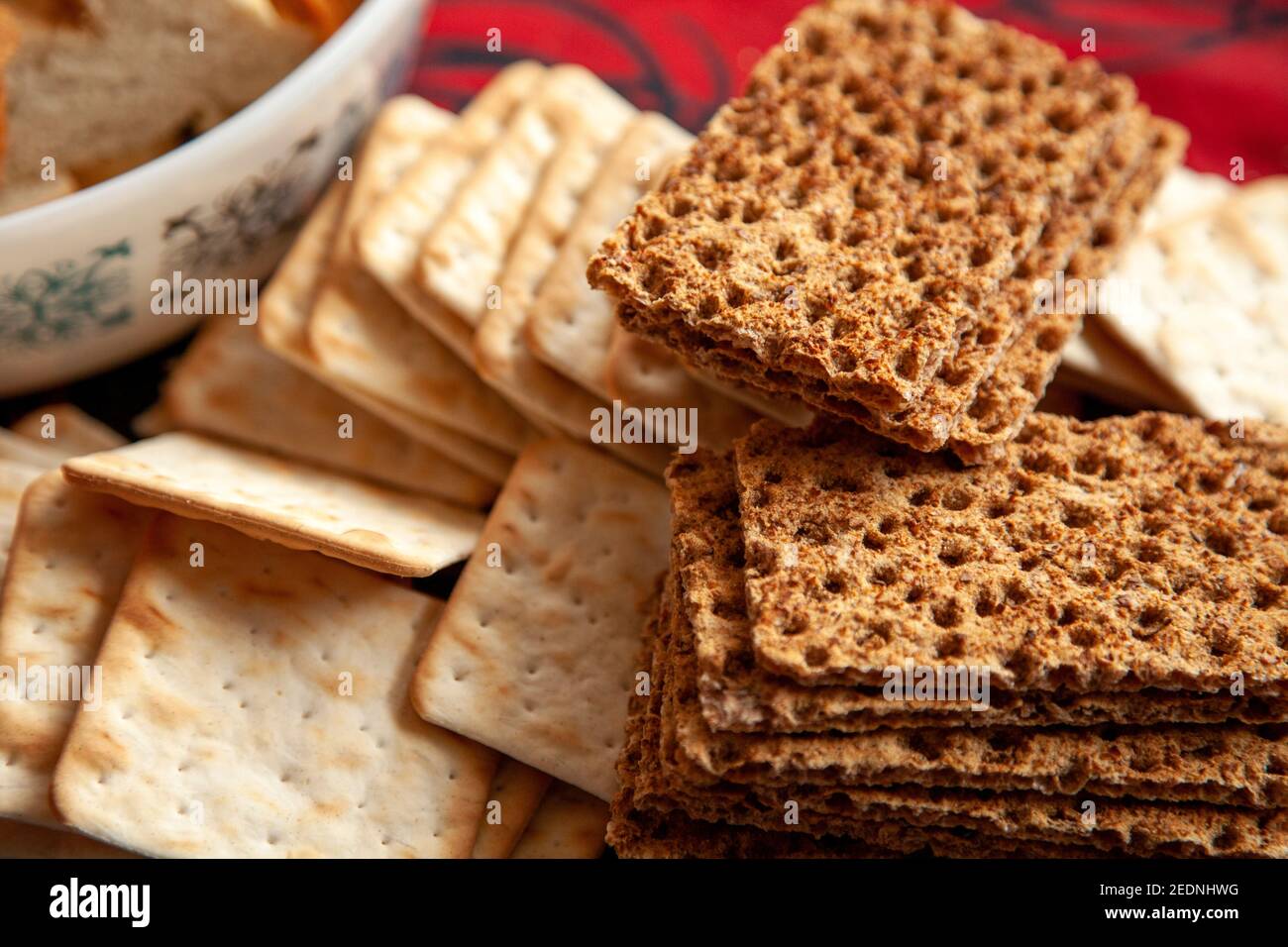 Dry Cracker Snacks on Table Stock Photo Alamy