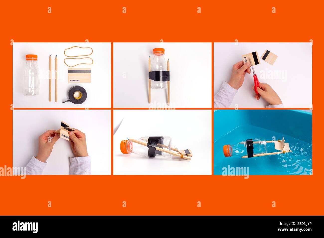 DIY kids craft using plastic bottle, easy boat toy made with recycle