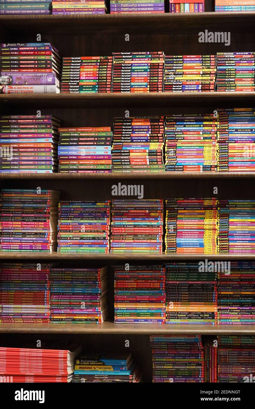 Kolkata, India, February 12.2021. A vertical photo of bookshelf with