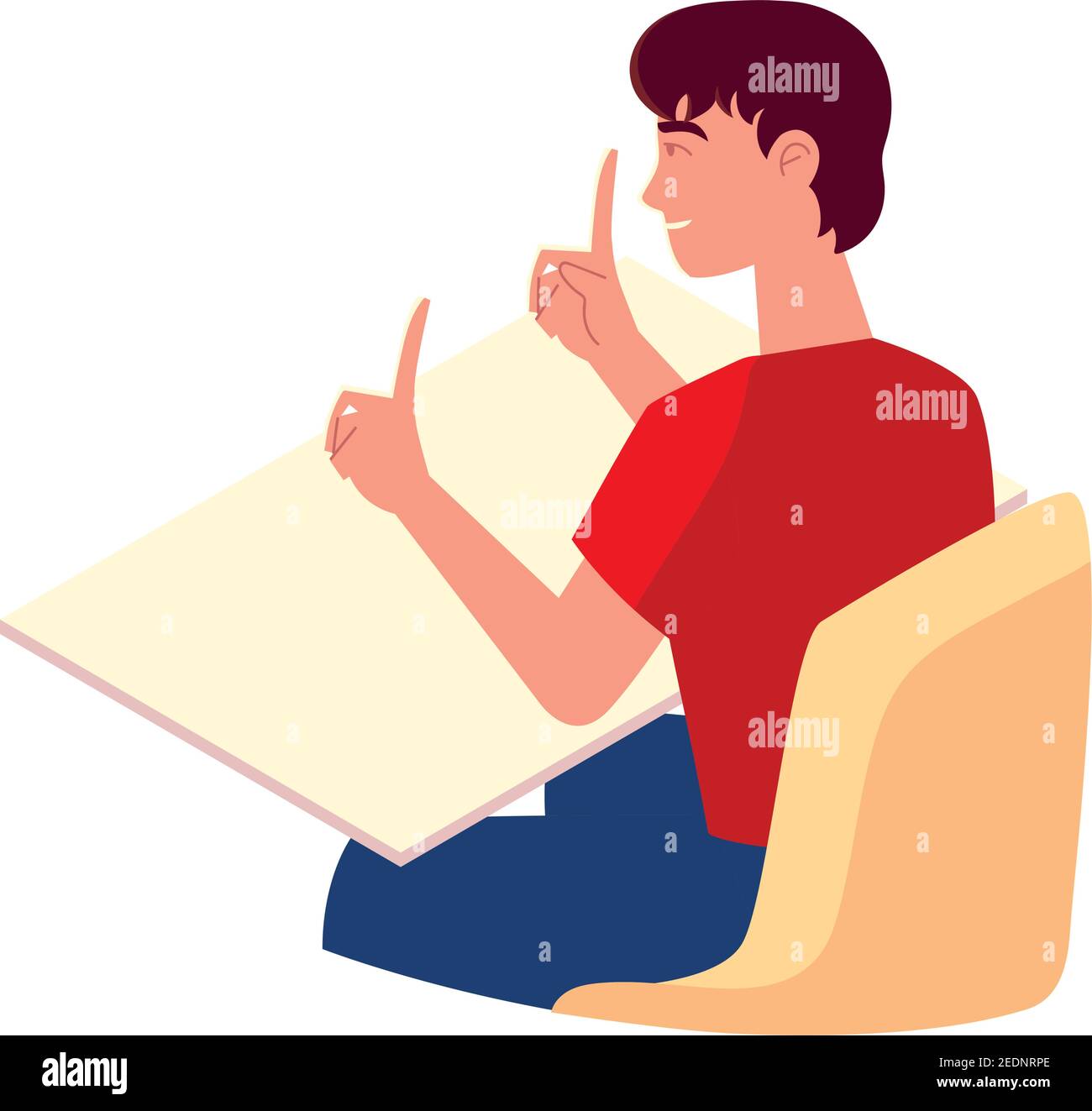 happy young man sitting on chair vector illustration isolated design ...
