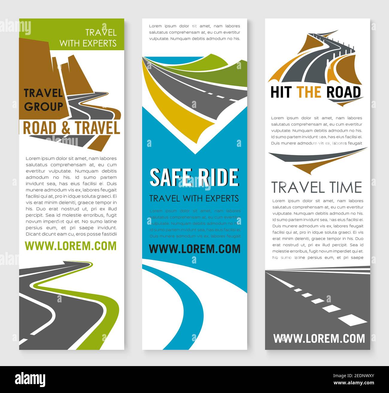 Road trip and travel banner template. Transportation company flyer and  poster set with mountain and coastal highway roads, speedy freeway and  bridge s Stock Vector Image & Art - Alamy