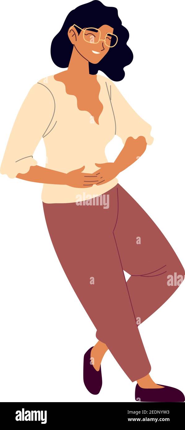 smiling young woman wearing glasses vector illustration Stock Vector ...