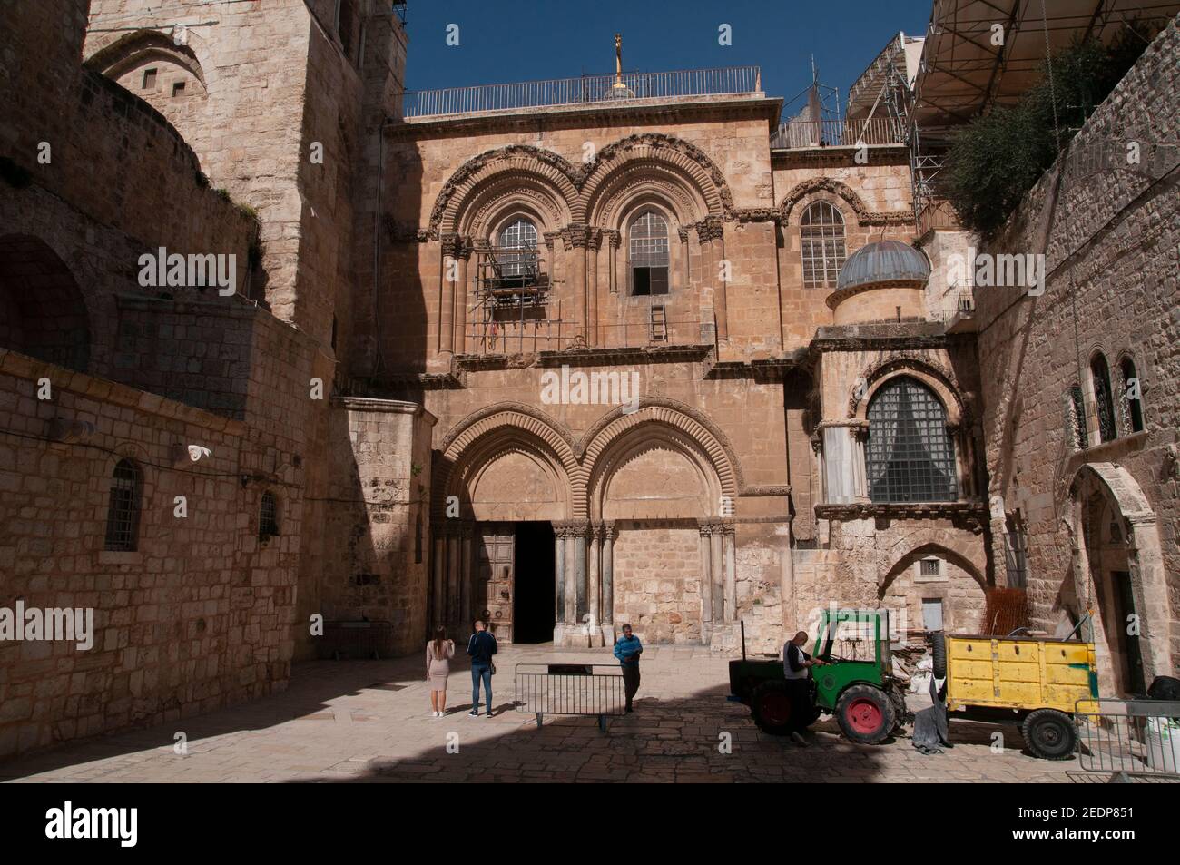 The entrance to the Church of the Holy Sepulchre, Jerusalem, Israel Stock Photo