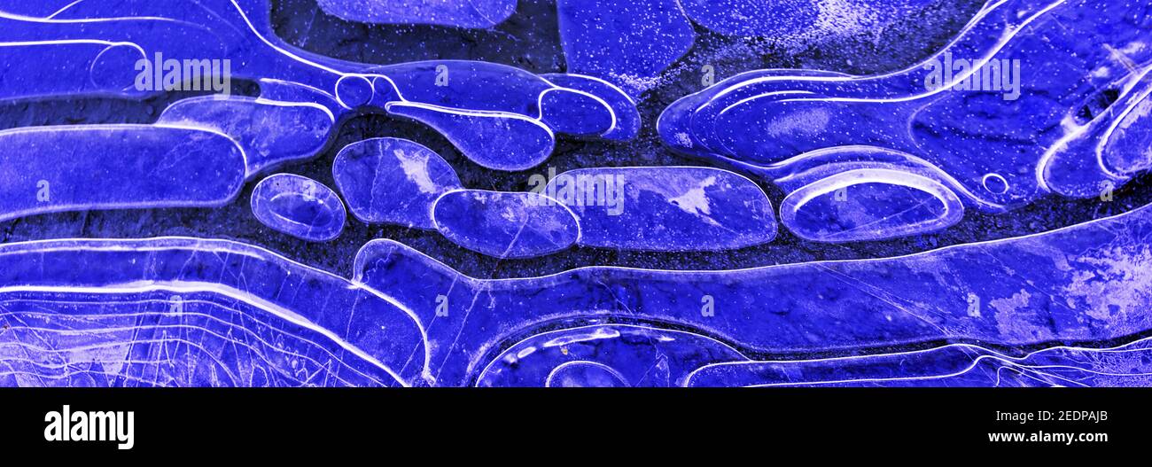 air bubbles under ice, France, Savoie, Sainte Foy Tarentaise Stock Photo