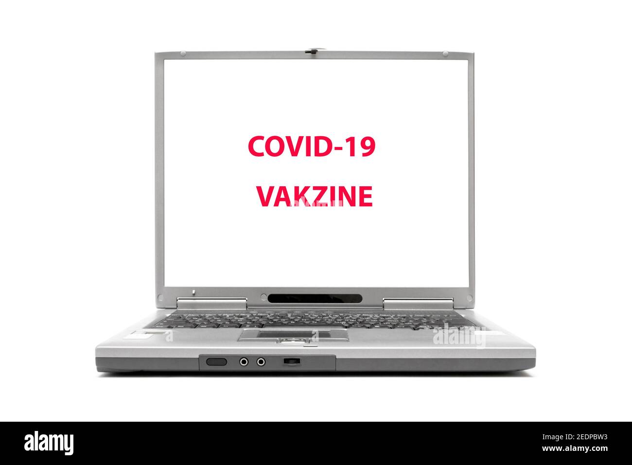 laptop lettering Covid-19, Vakzine, Germany Stock Photo