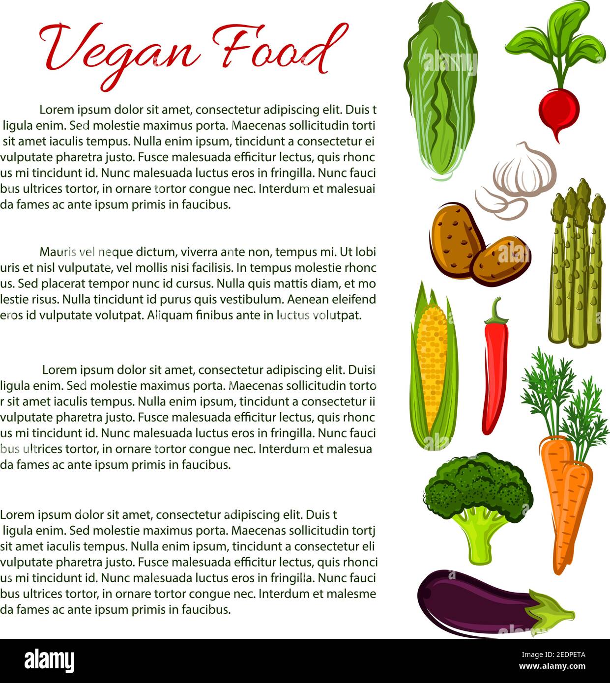 Vegan healthy food poster. Vegetarian nutrition information. Vector