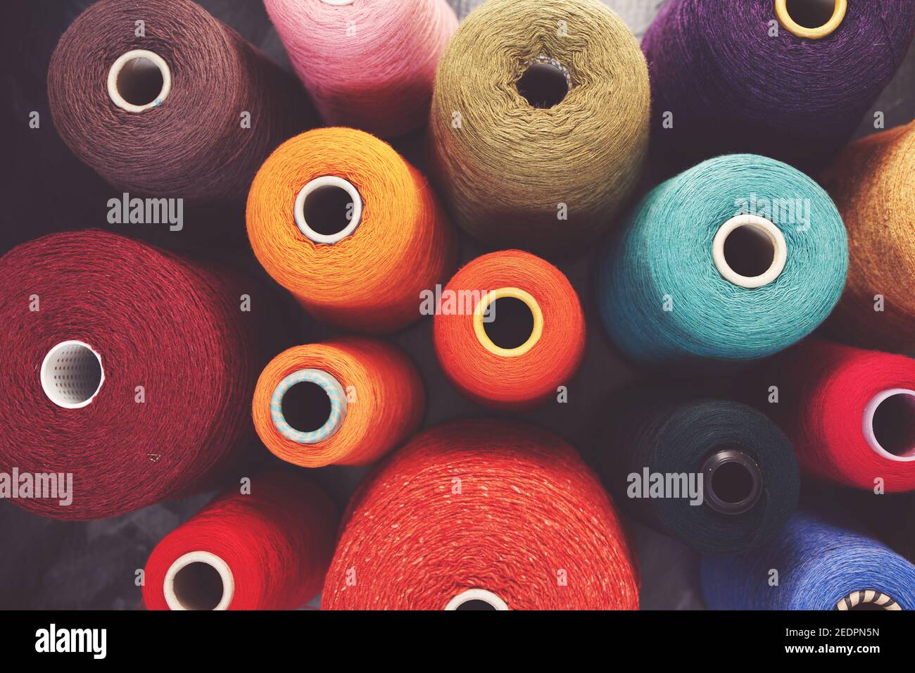 Composition of colorful vibrant wool threads Stock Photo - Alamy