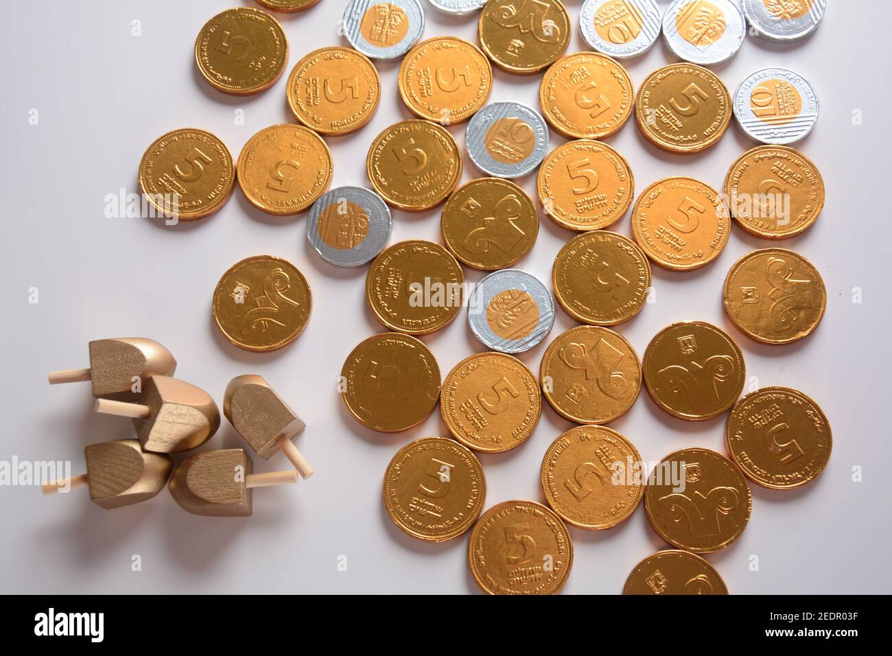 Chocolate Gold Coins Hanukkah High Resolution Stock Photography and