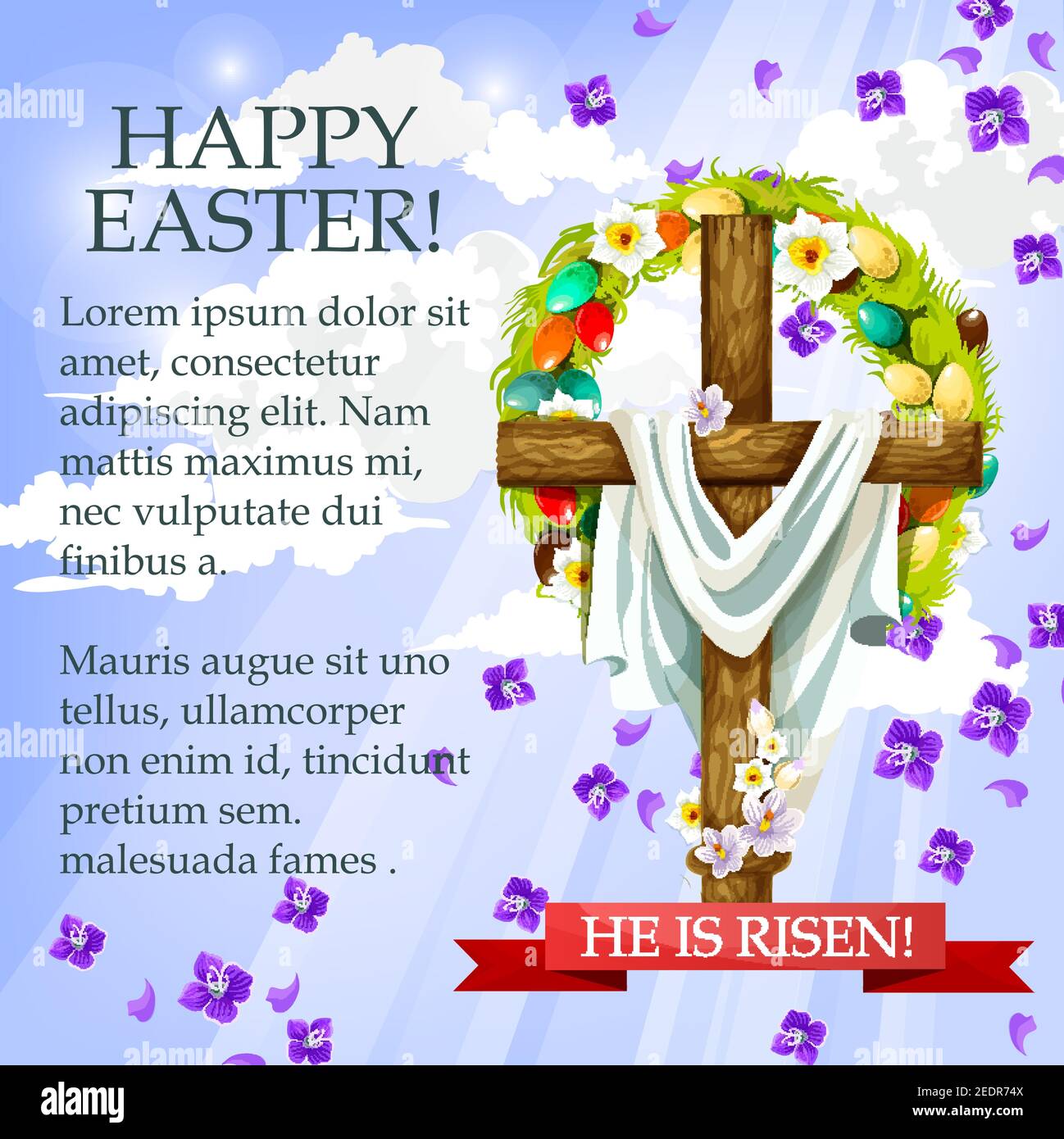 Easter cross with flowers cartoon festive poster. Easter Sunday crucifix with floral wreath of Easter egg and narcissus flower on blue spring sky back Stock Vector Image & Art - Alamy Easter cross with flowers cartoon festive poster. Easter Sunday crucifix with floral wreath of Easter egg and narcissus flower on blue spring sky back Stock Vector Image & Art - Alamy