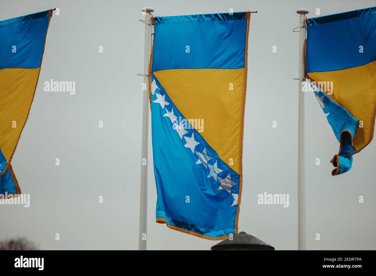 Blue sky background with bosnia and herzegovina flag hi-res stock ...