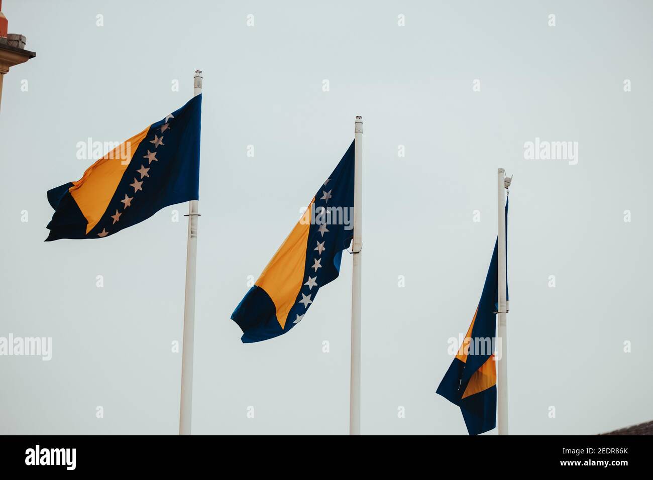 Blue sky background with bosnia and herzegovina flag hi-res stock ...