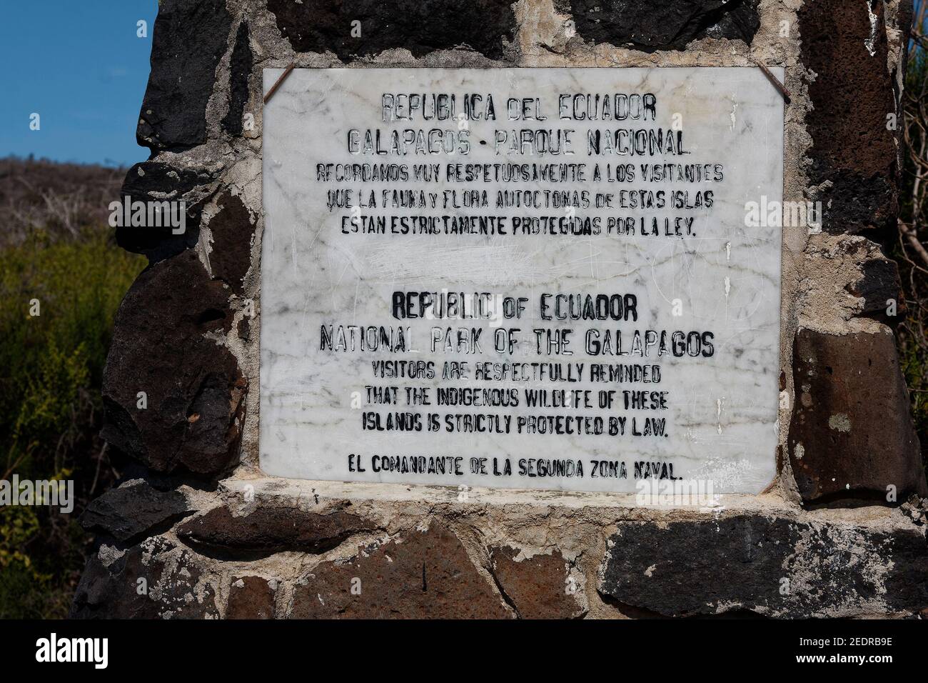 Galapagos national park sign hi-res stock photography and images - Alamy