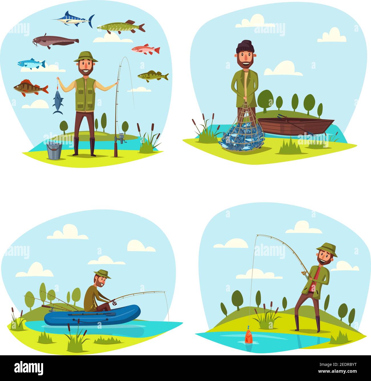 Net full fish lake Stock Vector Images - Alamy
