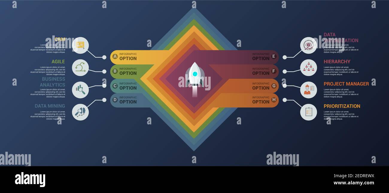 Infographic Business Intelligence template. Icons in different colors ...