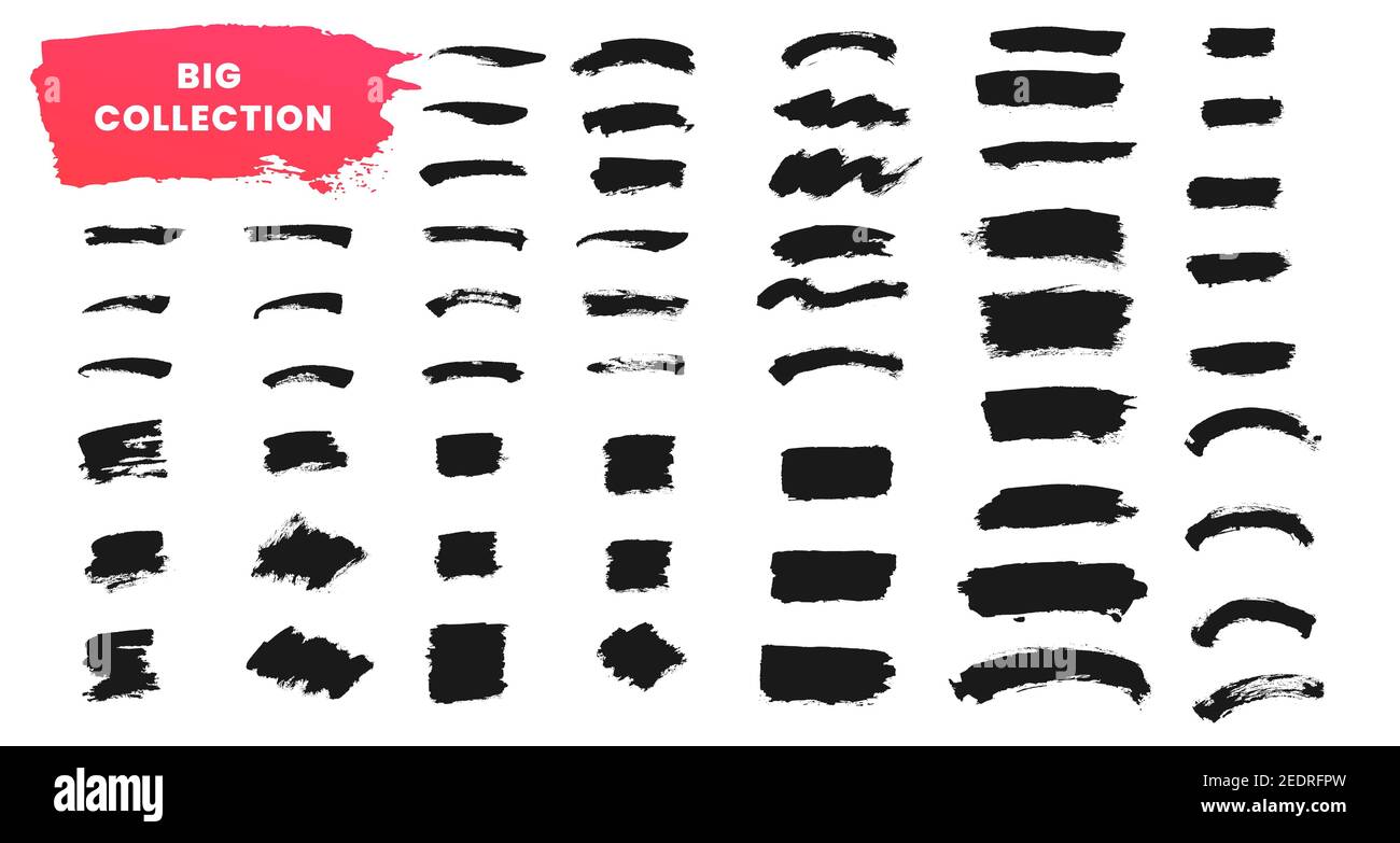 Brush strokes collection. Vector paintbrush set. Grunge ink texture elements Stock Vector