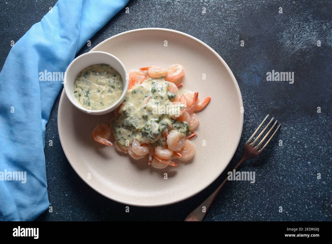 Creamy Garlic Shrimp With Parmesan Stock Photo - Alamy