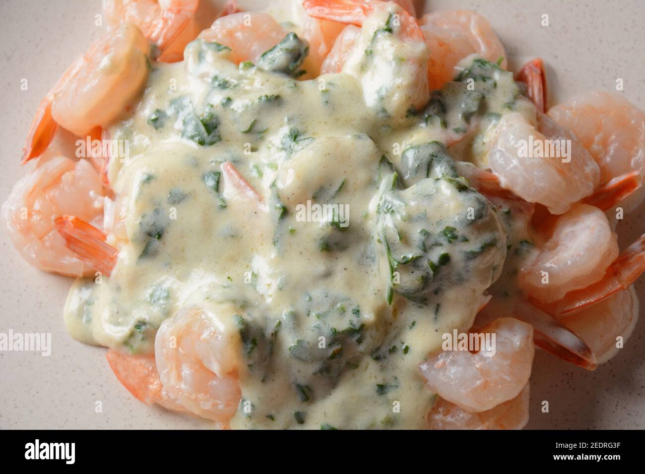 Creamy Garlic Shrimp With Parmesan Stock Photo - Alamy