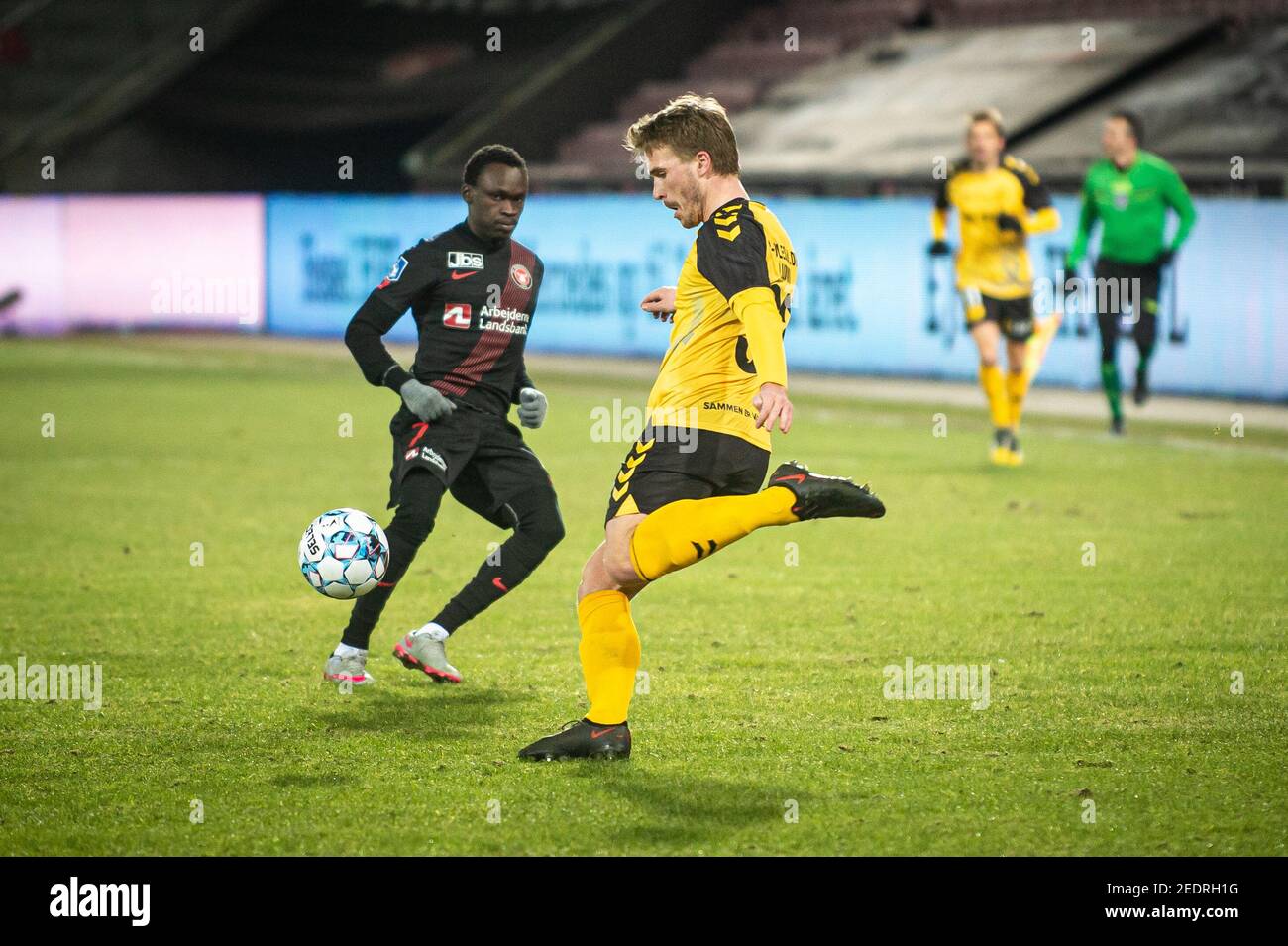 Herning, Denmark. 14th Feb, 2021. Alexander Ludwig (33) AC Horsens seen during the 3F Superliga match between FC Midtjylland and AC Horsens at MCH Arena in Herning. (Photo Credit: Gonzales Photo/Alamy