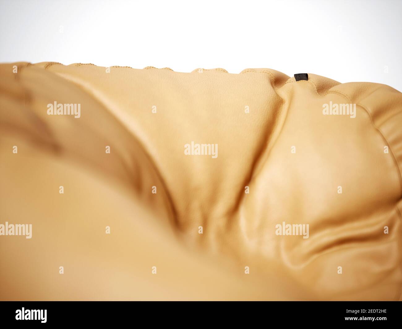 Brown soft leather beanbag closeup isolated on white background. 3d rendering illustration Stock Photo