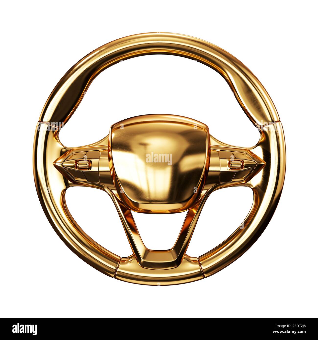 Golden steering wheel isolated. 3d rendering illustration Stock Photo